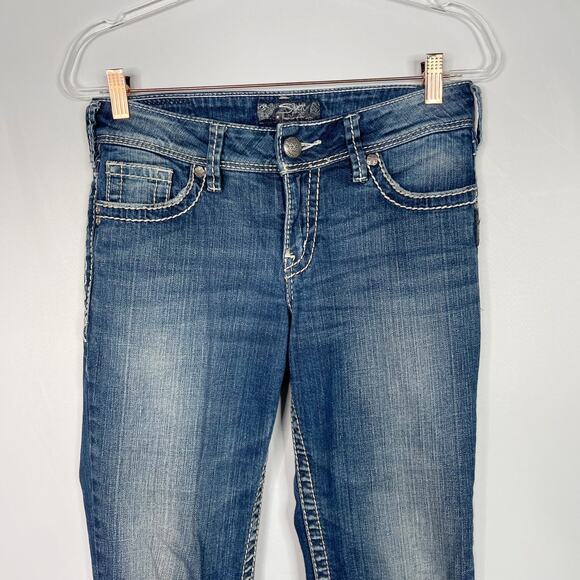 Silver Womens 27 Inseam 30 Suki Mid Rise Bootcut Jeans Medium Wash Cotton - Picture 3 of 9